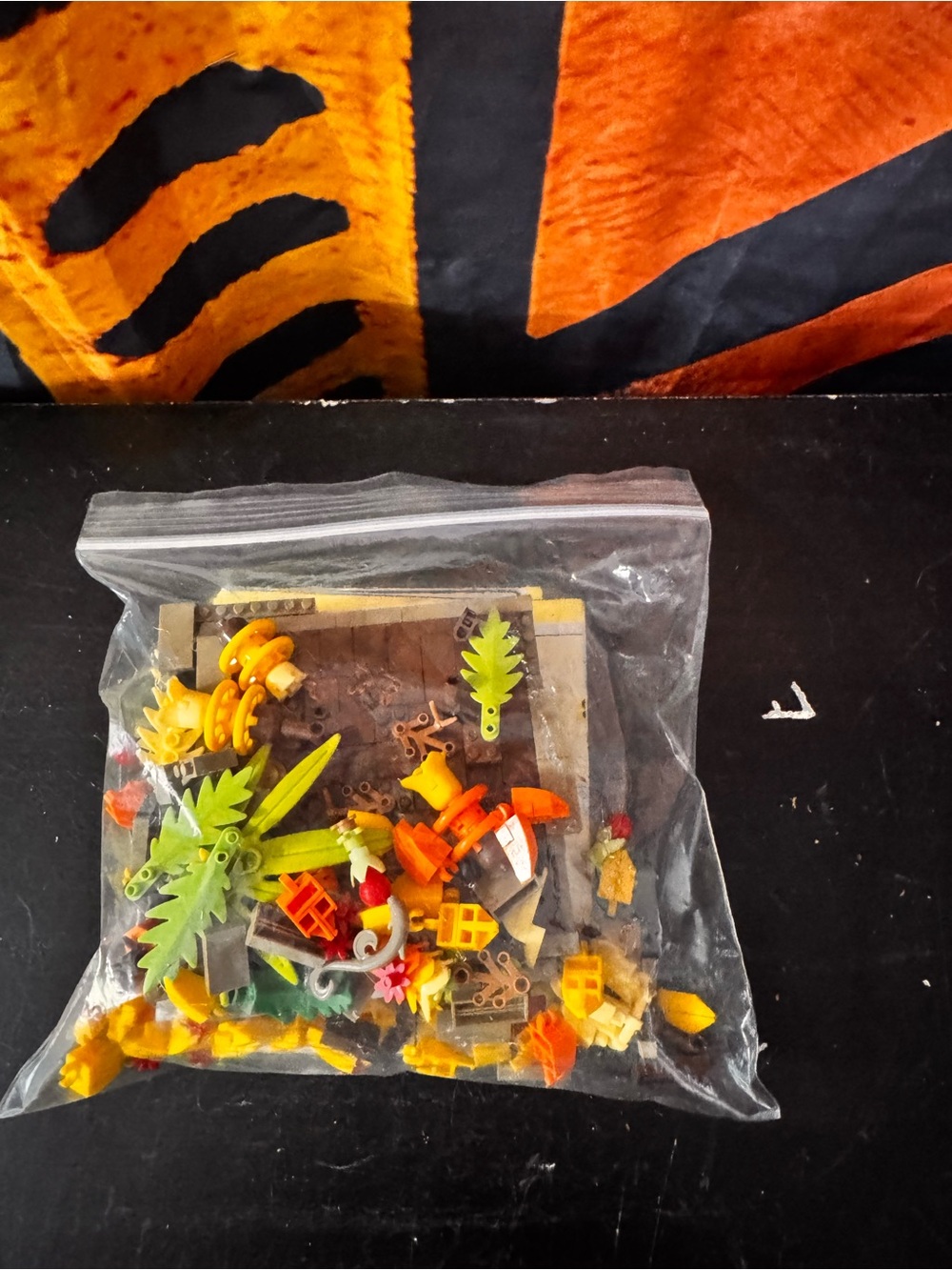 Mixed Building Toy Parts Pack with Orange, Yellow, Lime Green, Brown Pieces